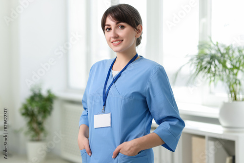 Portrait of smiling medical assistant in hospital