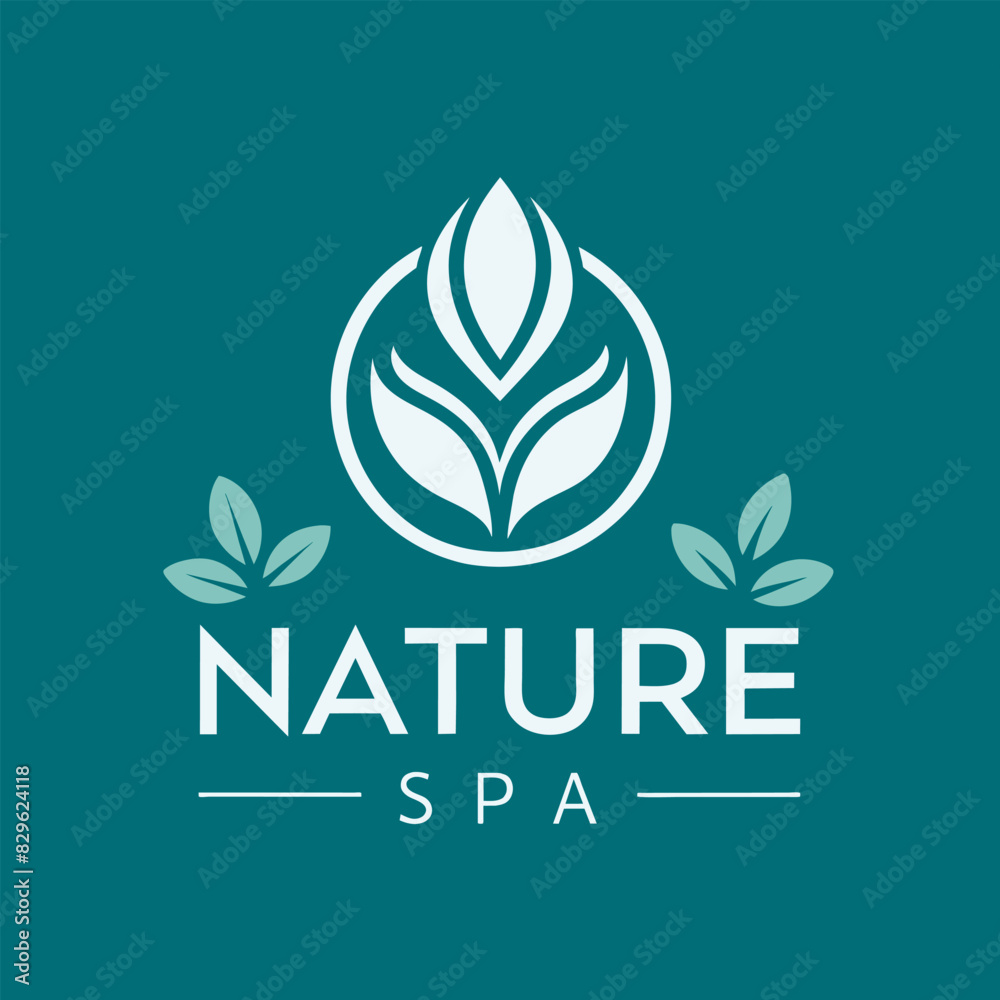 Logo Nature Spa, Ballet, Relax, Yoga with leaf and water for your community Logo Nature Spa, Ballet, Relax, Yoga with leaf and water for your community