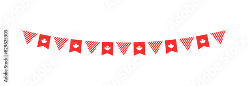 Canada day. Canada day flag decoration. Triangle pennant chain and confetti for Canada day celebration decoration.