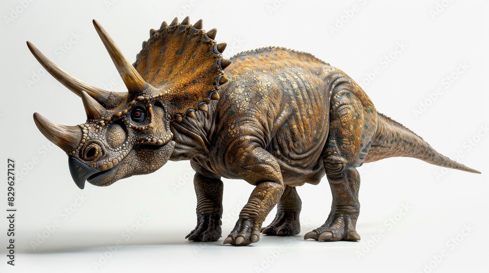 Majestic Triceratops Portrait - Prehistoric Dinosaur Profile on White Background Majestic Triceratops Portrait - Prehistoric Dinosaur Profile on White Background