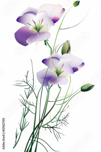 Cluster of Purple Flowers on White Background photo