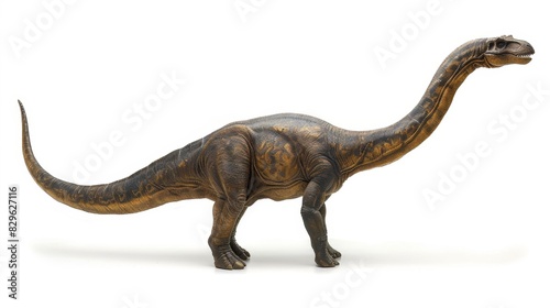 Majestic Brachiosaurus Dinosaur in Profile Isolated on White Background