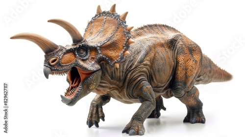 Majestic Triceratops Roaring in Isolation on White Background