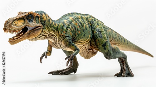 Fierce Allosaurus Dinosaur in Predatory Stance on White Background photo