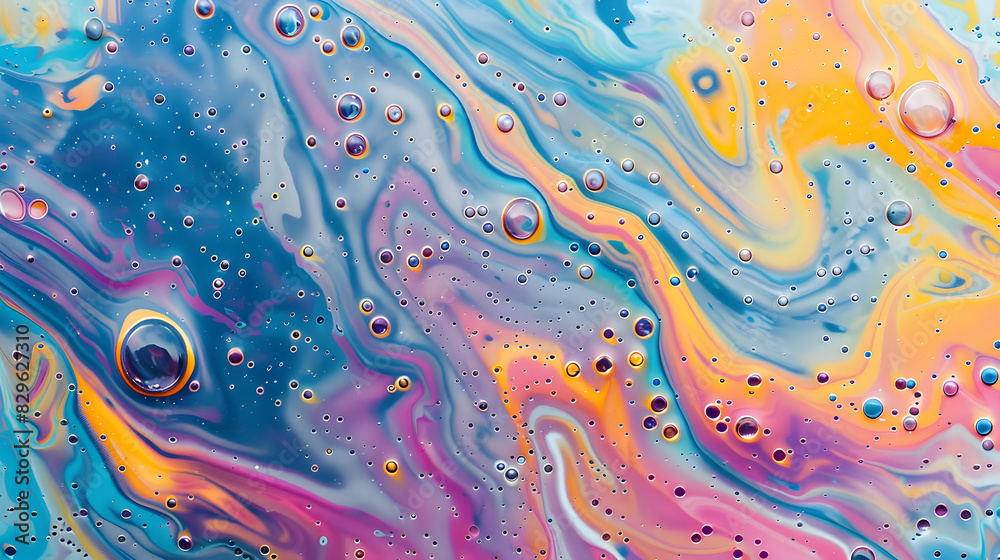Naklejka premium soap bubbles in paint create texture background. Generative AI.