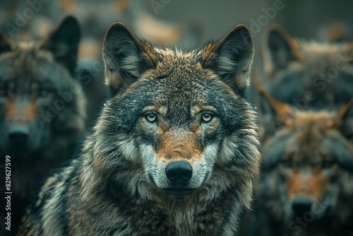 A wolf faces the crowd in  high quality  high resolution