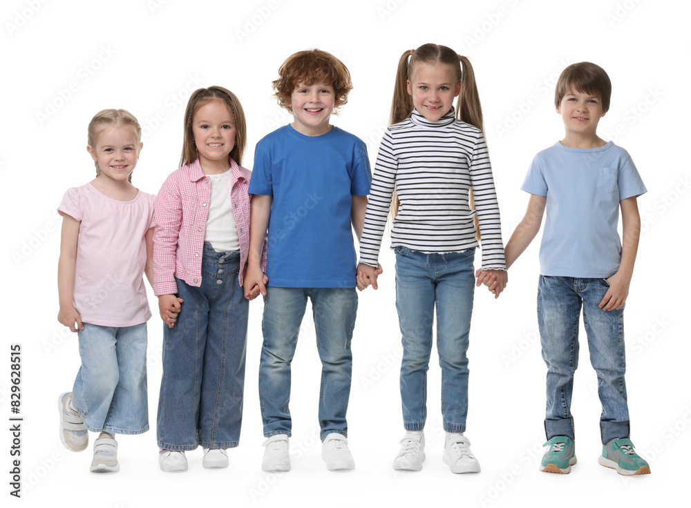 Obraz premium Full length portrait with group of cute children on white background
