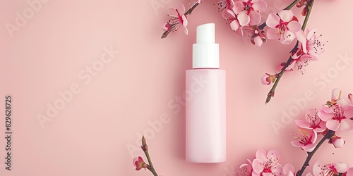 cosmetology, face care product, minimalism, photo of stock, place of the text pink color, mockup template