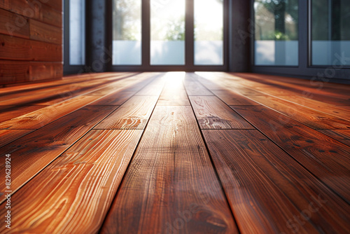 Architecture interior background with wooden floor.
