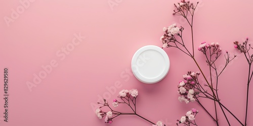 cosmetology, face care product, minimalism, photo of stock, place of the text pink color, mockup template