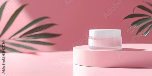 cosmetology, face care product, minimalism, photo of stock, place of the text pink color, mockup template