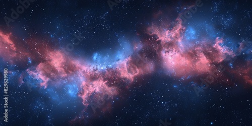 A beautiful blue and pink galaxy with many stars photo