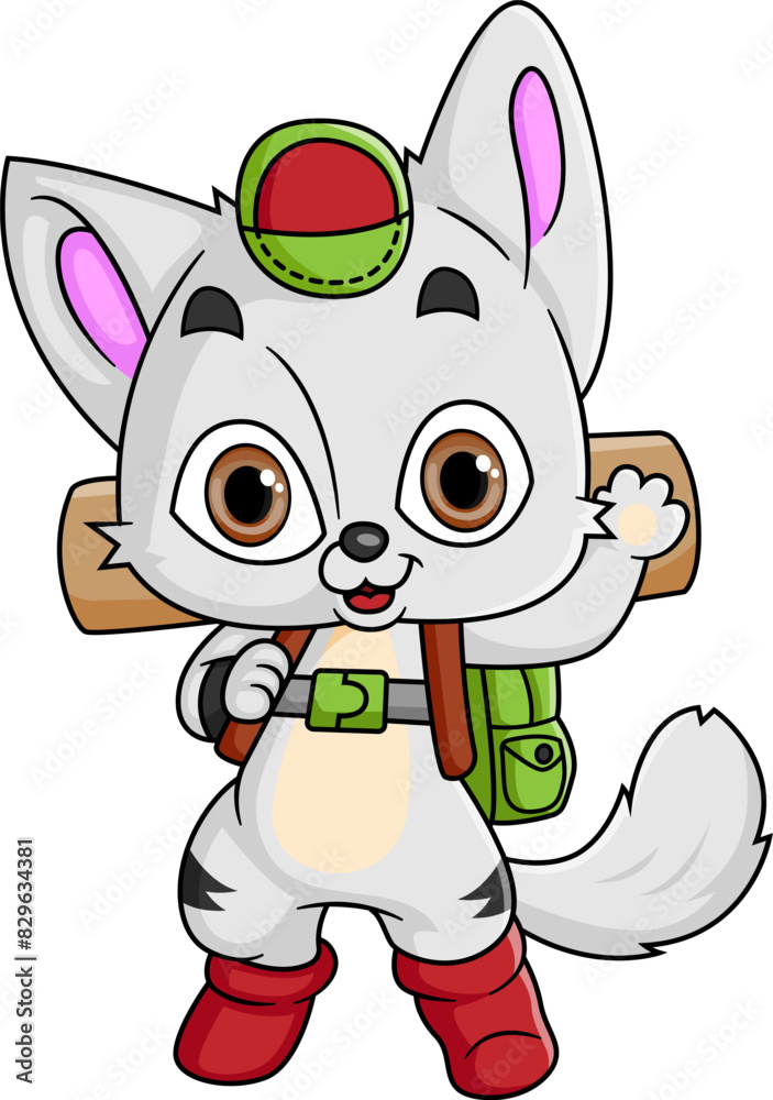 Cartoon Standing cat with Backpack