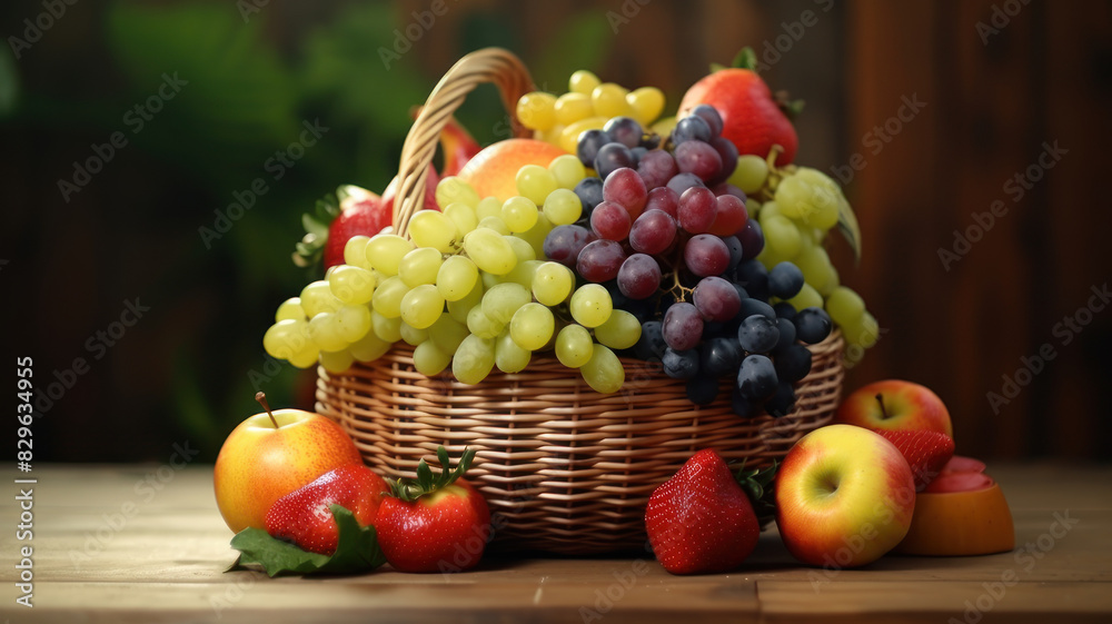 Mix fruit in basket Mix fruit in basket