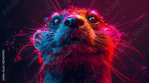 Delightful and Playful Neon-Hued Digital Creature Painting in Vibrant Urban Setting