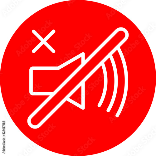 Mute Line White Circle Red Icon Design