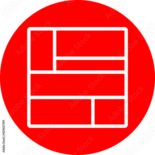 Lay Out Line White Circle Red Icon Design