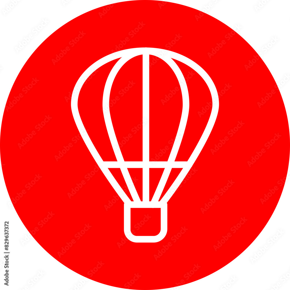 Fototapeta premium Hot Air Balloon Line White Circle Red Icon Design