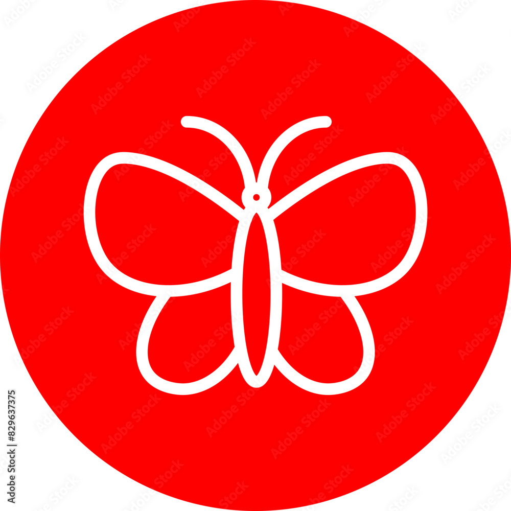 Butterfly Line White Circle Red Icon Design Butterfly Line White Circle Red Icon Design