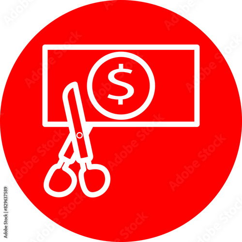 Discount Line White Circle Red Icon Design