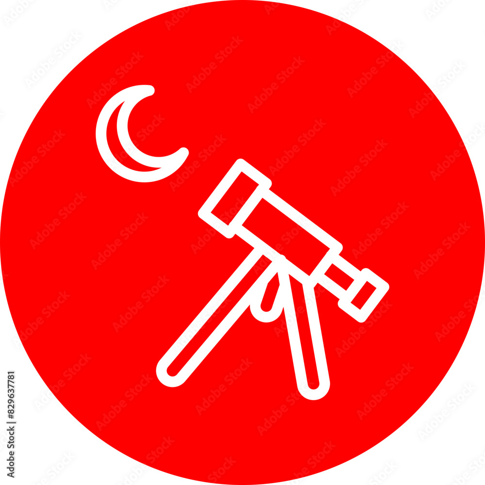 moon sighting Line White Circle Red Icon Design moon sighting Line White Circle Red Icon Design