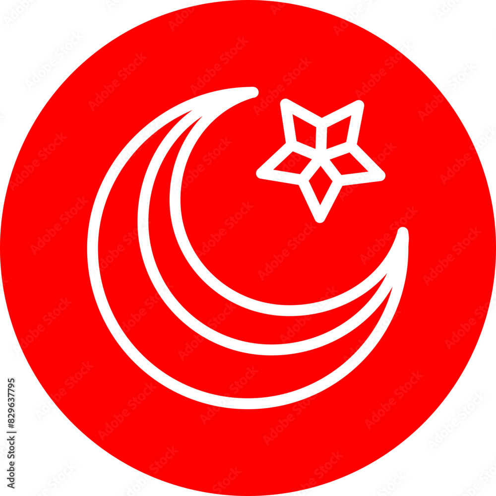 moon and stars Line White Circle Red Icon Design moon and stars Line White Circle Red Icon Design