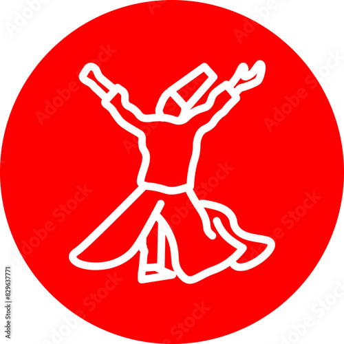 sufi whirling dervish Line White Circle Red Icon Design
