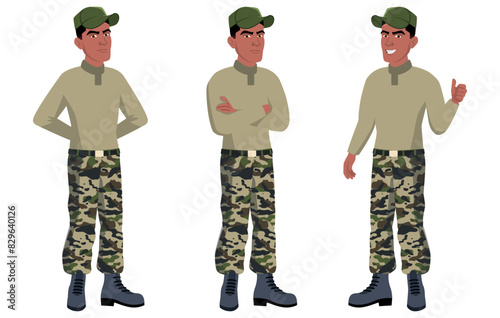 Black male sergeant instructor in various poses