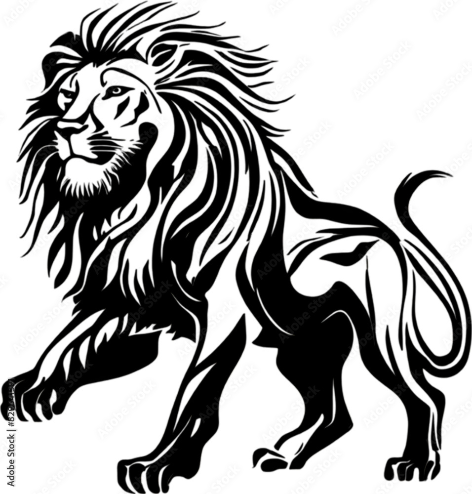 Majestic black and white stencil lion, A powerful and elegant design. Majestic black and white stencil lion, A powerful and elegant design.
