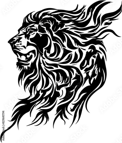 Wallpaper Mural Majestic black and white stencil lion, A powerful and elegant design.  Torontodigital.ca