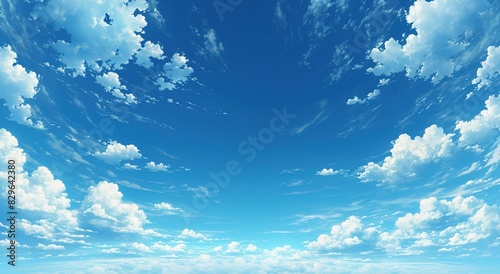 夏の空と入道雲のアニメ風イラスト
