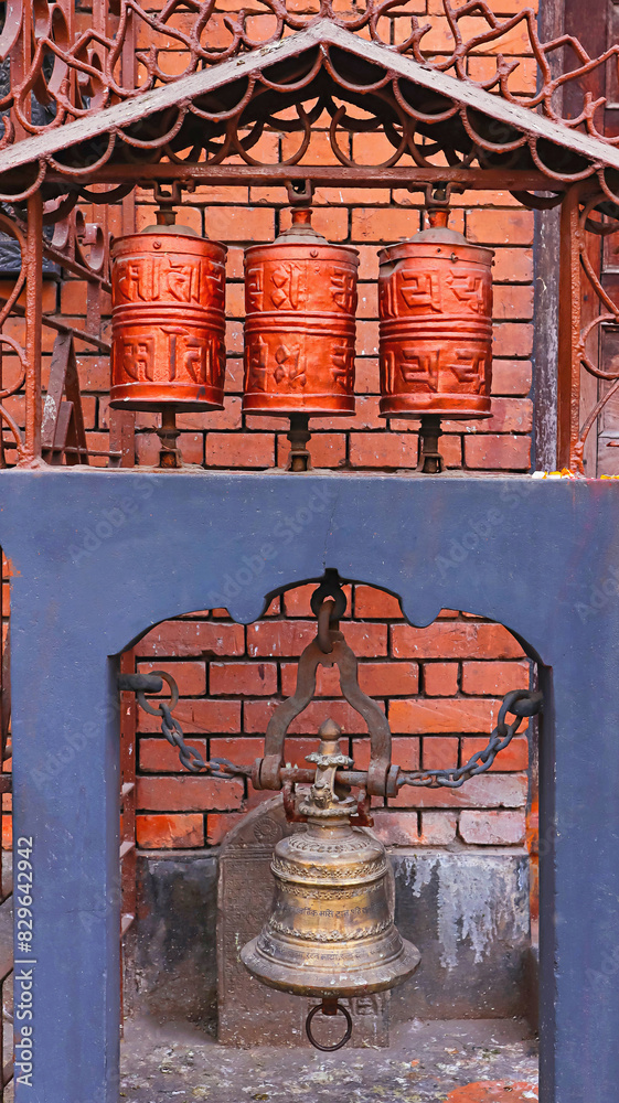 Φωτογραφία View of Buddhist Temple Bells, Drugan Jangchu Monastery Near Swyambhu Shree Gha Chaitya, Kathmandu, Nepal