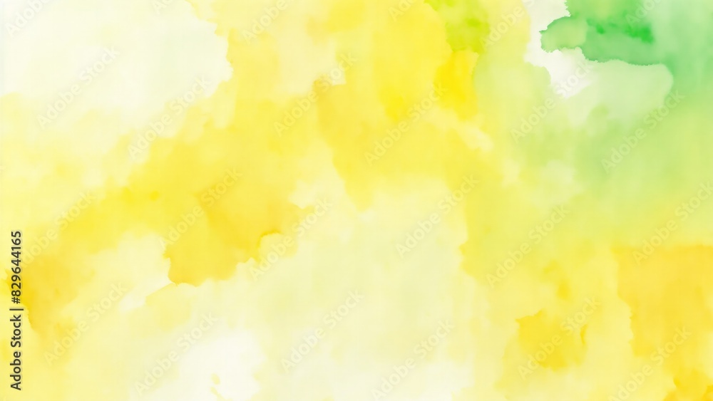 Colorful green yellow beige and orange watercolor background of abstract with paint blotches and soft blurred texture