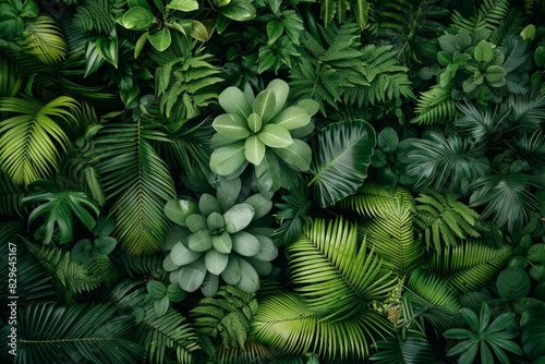 A group of green plants grow closely together in a dense arrangement in a tropical forest
