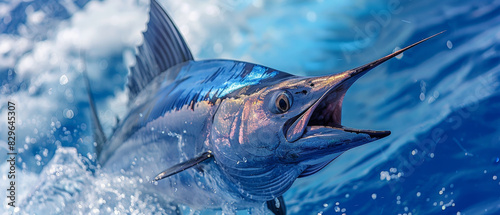 Experience the thrill of Blue Marlin fishing in the ocean.