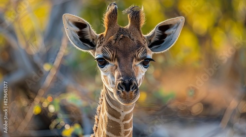 Angolan Giraffe (Giraffa camelopardalis angolensis), young animal, animal portrait, Moremi Wildlife Reserve, Ngamiland, Botswana, Africa Photo Formats