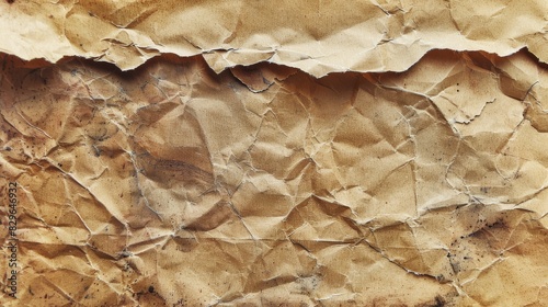 Close-up of distressed brown paper with vintage creases.