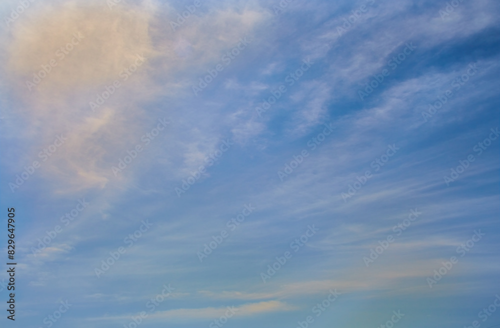 Pastel-toned hazy clouds in the blue sky, mist in the blue sky, delicate cloud colors, soft focus Pastel-toned hazy clouds in the blue sky, mist in the blue sky, delicate cloud colors, soft focus