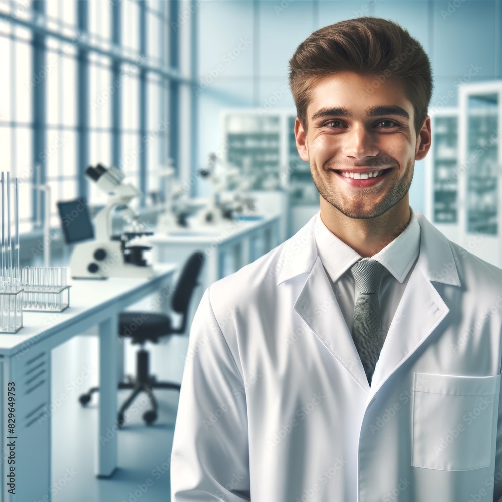Fototapeta premium Smiling Scientist in Modern Laboratory