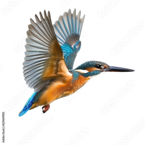 Kingfisher fly full body isolate on transparency background PNG photo