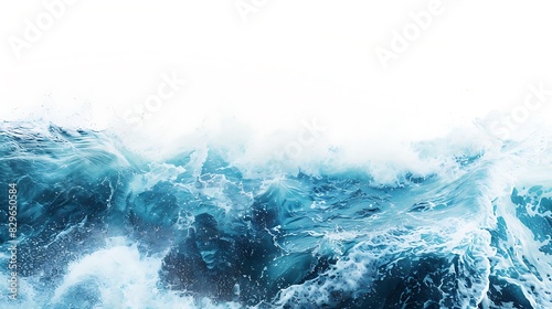 The photo shows a close-up of a rough sea with large, choppy waves photo