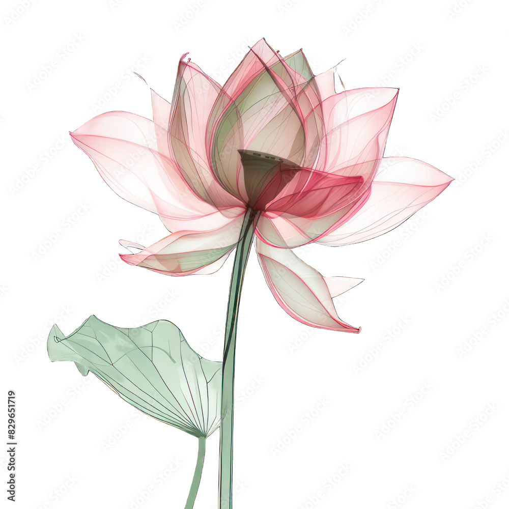 Naklejka premium side view of lotus transparent isolated on white PNG