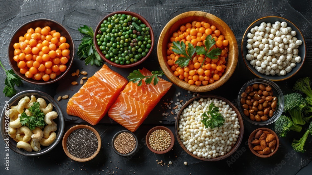 Various protein sources placed on the table By emphasizing diversity Various protein sources placed on the table By emphasizing diversity