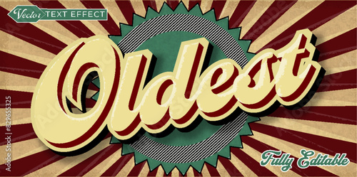Cream Vintage Oldest Retro Worn Stale Vector Editable Text Effect Template