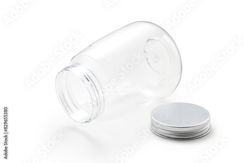empty plastic bottle with lid isolated on white background