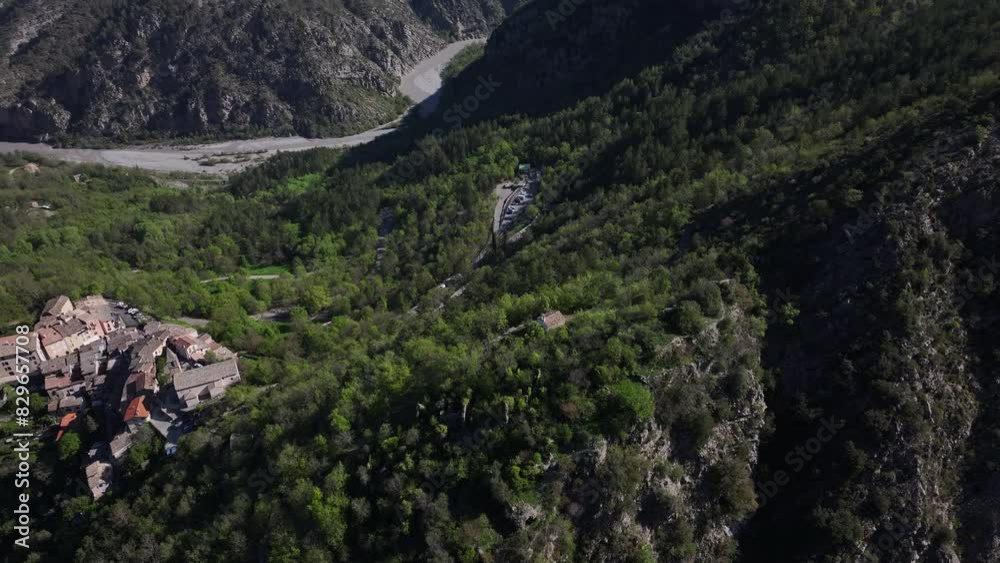 Drone view of the village of Malaussene in the Alpes-Maritimes Drone view of the village of Malaussene in the Alpes-Maritimes