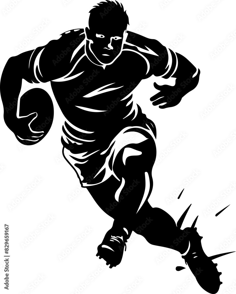 Silhouette of a Rugby Player Running