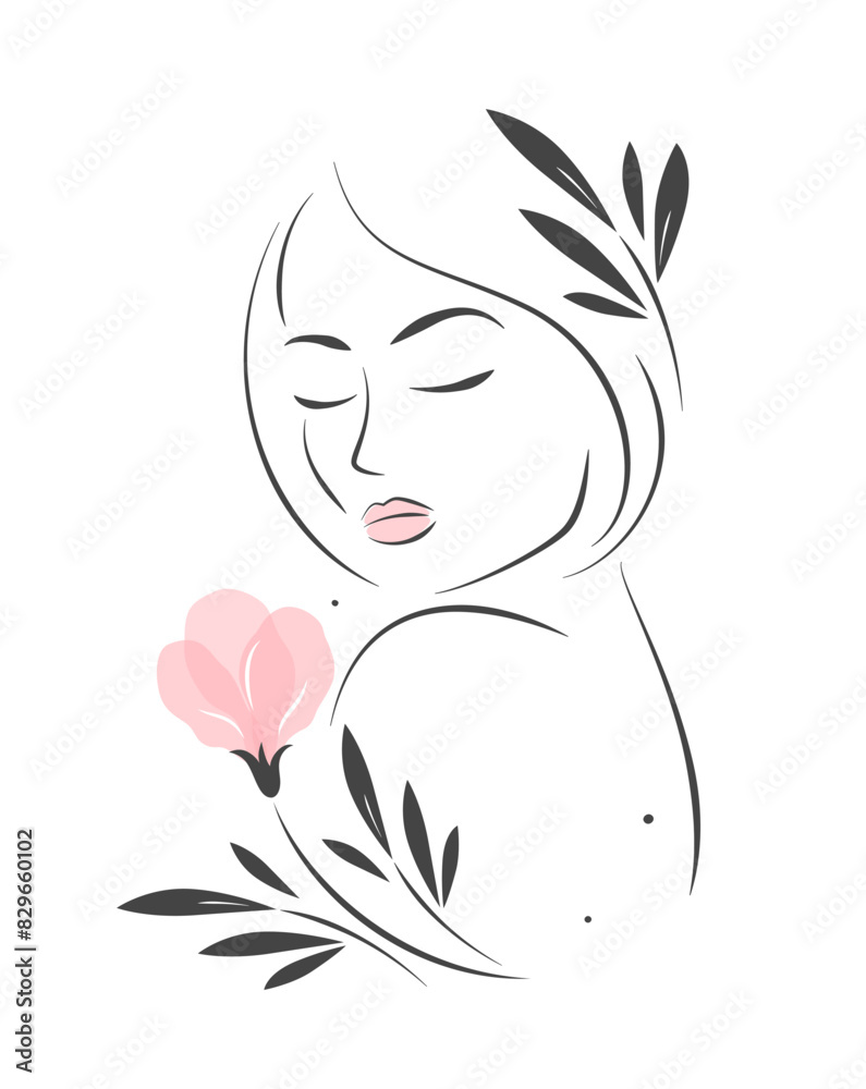Silhouette of a beautiful woman, female face. Female face. Design element for beauty salon. Black and white vector illustration Silhouette of a beautiful woman, female face. Female face. Design element for beauty salon. Black and white vector illustration