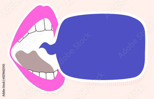 Mouth speak speech bubble copy space cartoon style vector