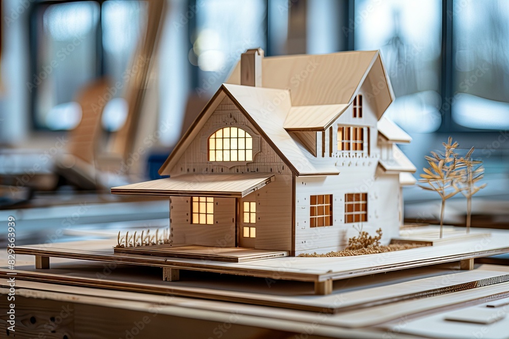 House model on table with laptop House model on table with laptop